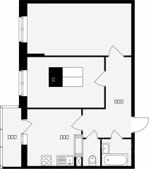 ЖК «Красная горка», планировка 2-комнатной квартиры, 54.50 м²