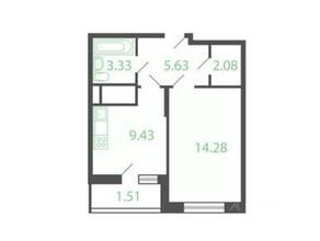 Квартал «Новые Котельники», планировка 1-комнатной квартиры, 35.70 м²