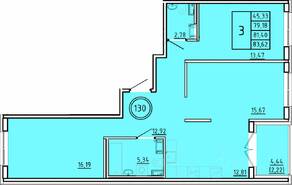 МЖК «Образцовый квартал 16», планировка 3-комнатной квартиры, 79.18 м²