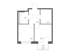 ЖК «Новое Внуково», планировка 1-комнатной квартиры, 36.60 м²