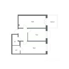 ЖК «Парусная 1», планировка 2-комнатной квартиры, 69.10 м²