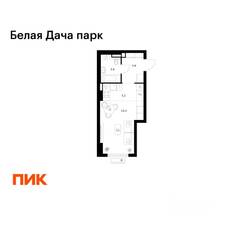 ЖК «Белая Дача парк», планировка студии, 28.00 м²