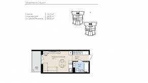 МЖК «Новая Дубровка», планировка студии, 25.20 м²