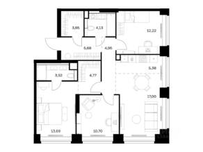 ЖК «Nova», планировка 3-комнатной квартиры, 85.69 м²