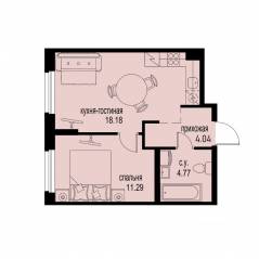 ЖК «ID Murino III», планировка 1-комнатной квартиры, 38.28 м²