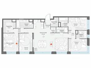 ЖК «Собрание клубных домов West Garden», планировка 4-комнатной квартиры, 152.40 м²