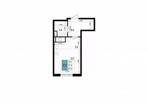 ЖК «Одинцово сити», планировка студии, 27.90 м²