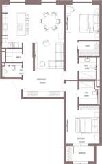 ЖК «Legacy», планировка 3-комнатной квартиры, 123.00 м²