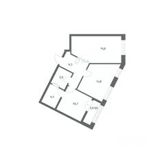 ЖК «NEWПИТЕР», планировка 2-комнатной квартиры, 61.73 м²