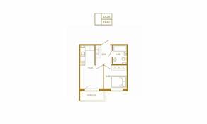 МЖК «Новая история», планировка 1-комнатной квартиры, 33.42 м²
