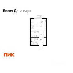 ЖК «Белая Дача парк», планировка студии, 21.90 м²