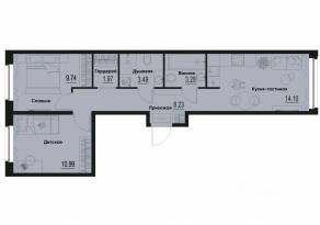 ЖК «ID Murino III», планировка 2-комнатной квартиры, 51.80 м²