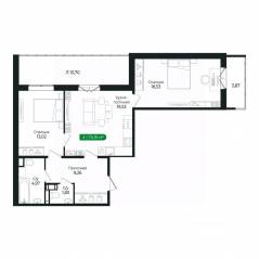 ЖК «Sertolovo Park», планировка 2-комнатной квартиры, 75.15 м²