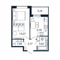 ЖК «Полис ЛАВрики», планировка 1-комнатной квартиры, 32.50 м²