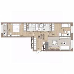 ЖК «Гранд Комфорт», планировка 2-комнатной квартиры, 71.00 м²