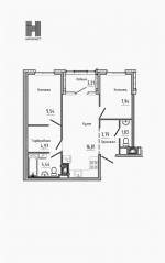МФК «Нигилист (Concept)», планировка 2-комнатной квартиры, 49.17 м²