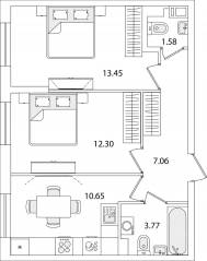 ЖК «Кинопарк», планировка 2-комнатной квартиры, 48.81 м²