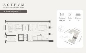 МФК «ASTRVM», планировка 3-комнатной квартиры, 168.61 м²