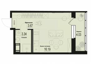 ЖК «ID Murino III», планировка студии, 25.21 м²