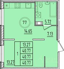 МЖК «Образцовый квартал 17», планировка 1-комнатной квартиры, 40.93 м²