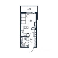 ЖК «Полис ЛАВрики», планировка студии, 22.70 м²