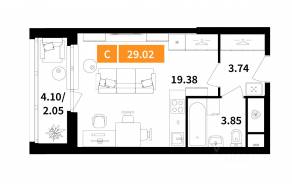 ЖК «Планерный квартал», планировка студии, 29.02 м²