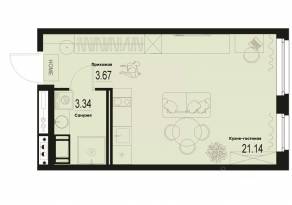 ЖК «ID Murino III», планировка студии, 28.15 м²