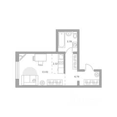 ЖК «Аникеевский», планировка студии, 24.45 м²