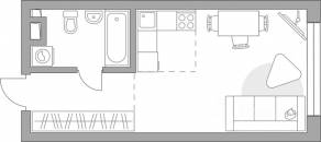 ЖК «Тринити-3», планировка студии, 28.86 м²