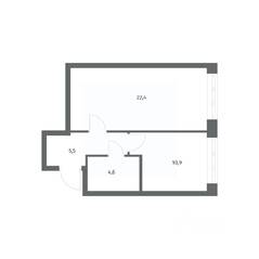 ЖК «NEWПИТЕР», планировка 1-комнатной квартиры, 43.42 м²