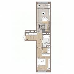 ЖК «Гранд Комфорт», планировка 1-комнатной квартиры, 49.20 м²