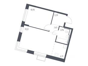 ЖК «Молжаниново», планировка 1-комнатной квартиры, 40.79 м²
