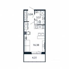 ЖК «Полис ЛАВрики», планировка студии, 22.40 м²