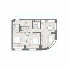 ЖК «Родина Парк», планировка 3-комнатной квартиры, 82.90 м²