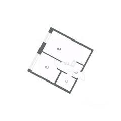 ЖК «NEWПИТЕР», планировка 1-комнатной квартиры, 36.62 м²