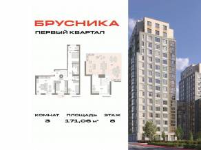 ЖК «Первый квартал», планировка 3-комнатной квартиры, 171.06 м²