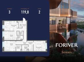 ЖК «Квартал Foriver», планировка 3-комнатной квартиры, 119.80 м²