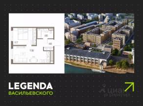 ЖК «LEGENDA Васильевского», планировка 1-комнатной квартиры, 39.43 м²