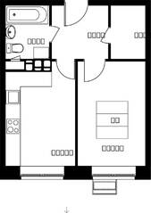 ЖК «Новотомилино», планировка 1-комнатной квартиры, 34.20 м²