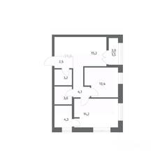 ЖК «NEWПИТЕР», планировка 2-комнатной квартиры, 58.98 м²