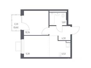 ЖК «Подольские Кварталы», планировка 1-комнатной квартиры, 35.29 м²