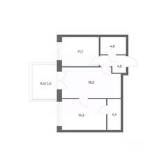 ЖК «NEWПИТЕР», планировка 2-комнатной квартиры, 59.29 м²
