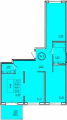 МЖК «Образцовый квартал 16», планировка 3-комнатной квартиры, 86.86 м²