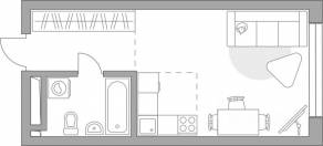 ЖК «Тринити-3», планировка студии, 28.77 м²