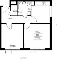 ЖК «Новотомилино», планировка 2-комнатной квартиры, 50.78 м²