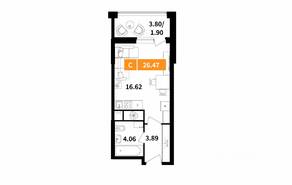 ЖК «Планерный квартал», планировка студии, 26.47 м²