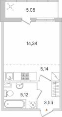 ЖК «Ясно. Янино», планировка студии, 29.68 м²