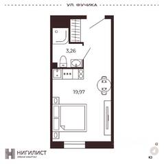МФК «Нигилист (Concept)», планировка 1-комнатной квартиры, 23.31 м²