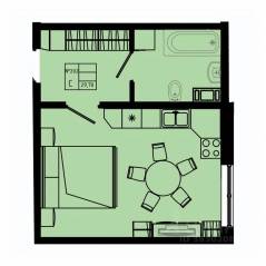 ЖК «Pixel», планировка студии, 29.70 м²