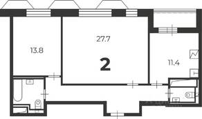 ЖК «Родина Переделкино», планировка 2-комнатной квартиры, 70.60 м²